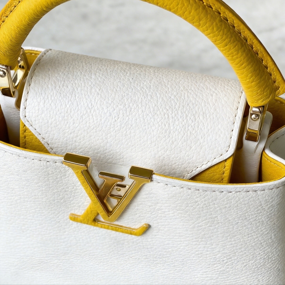 <AUTHENTIC>Louis Vuitton Yellow Taurillon Leather Top Handle Bag - Picture 2 of 6